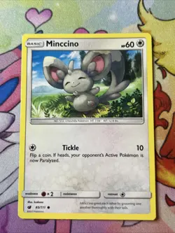 Minccino 85/111 - NM SM Crimson Invasion - Pokemon 2017 Common TCG Card (B) - Image 1