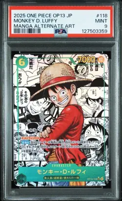 One Piece Card PSA9 Monkey D Luffy OP13-118 Comic Parallel 2025 Japanese - Image 1