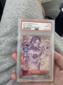 One Piece Card PSA10 Nico Robin OP01-017 1st Anniversary Promo 2024 Chinese - Image 1