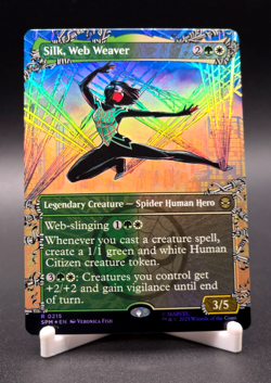 Silk, Web Weaver MTG Marvel's Spider-Man Borderless Rare Foil #215 NM+ - Image 1