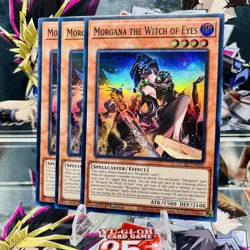 3x Yugioh Playset Morgana the Witch of Eyes DUAD-EN026 Super Rare 1st Near Mint - Image 1