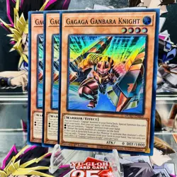 3x Yugioh Playset Gagaga Ganbara Knight DUAD-EN002 Super Rare 1st Ed Near Mint - Image 1