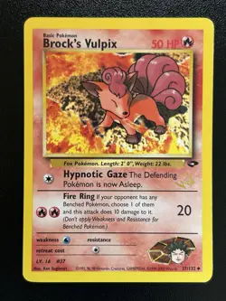 BROCK'S VULPIX W Stamp Pokemon Card - WOTC Promo - Gym Challenge - 37/132 LP (C) - Image 1