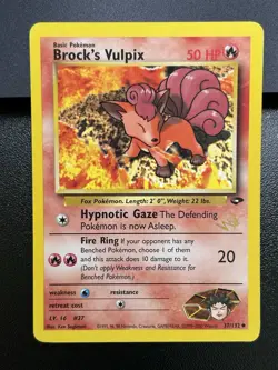 BROCK'S VULPIX W Stamp Pokemon Card - WOTC Promo - Gym Challenge - 37/132 LP (C) - Image 2