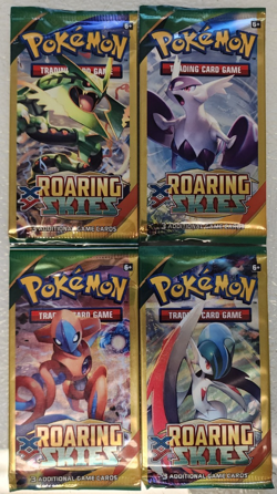 POKEMON XY ROARING SKIES 3 CARD BOOSTER PACK ART SET (4) NEW PACKS - Image 1