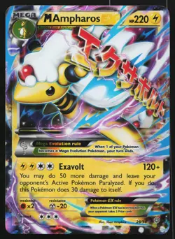 M Ampharos EX 28/98 Ultra Rare XY - Ancient Origins Pokemon Card - Image 1