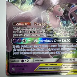 Mewtwo & Mew GX 71/236 Tag Team Ultra Rare Unified Minds Pokemon Card - Image 3