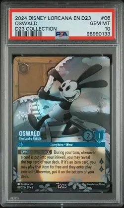 PSA 10 GEM MT OSWALD #06 THE LUCKY RABBIT 2024 DISNEY LORCANA EN D23 EXPO CARD - Image 1