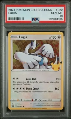 Pokemon Card PSA 10 LUGIA Holo Rare #022 Sword & Shield Celebrations low pop - Image 1