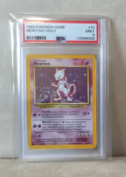 PSA 9 Mewtwo Base Set Holo Pokemon Card 10/102 Unlimited Rare 1999 Graded - Image 1
