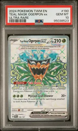 PSA 10 Teal Mask Ogerpon ex 190/168 Twilight Masquerade TWM Pokemon Card - Image 1