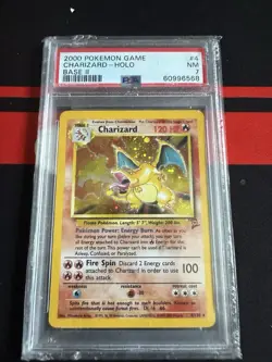 Pokemon Charizard Holo Rare Card #4 Base Set 2, PSA 7 - Image 1