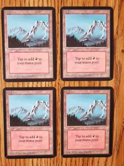 Magic The Gathering ALPHA Lot of Four (4) Mountain Lightly Played See Photos - Image 1