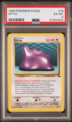 1999 Pokemon Fossil Ditto #18/62 - PSA 6 EX-MT - WOTC Vintage Original! - Image 1