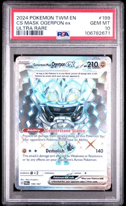 2024 POKEMON TWM EN-TWILIGHT MASQUERADE #199 CORNERSTONE MASK OGERPON EX PSA 10 - Image 1