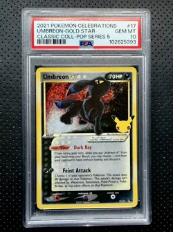 2021 POKEMON CELEBRATIONS CLASSIC COLL #17 UMBREON-GOLD STAR PSA 10 - Image 1