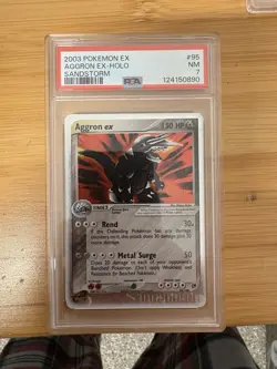 Pokemon TCG Aggron EX Sandstorm Holo Rare Card 95/100 PSA 7 - Image 1