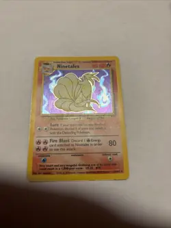 Ninetales Base Set Unlimited Holo Rare Card 012/102 MP/HP Condition - Image 1