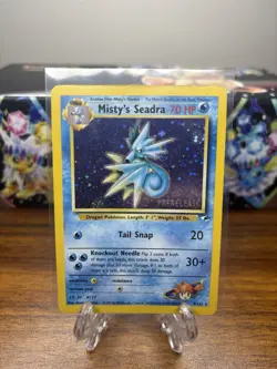 Pokemon TCG Misty's Seadra Holo Rare Card 9/132 Gym Heroes Prerelease - Image 1
