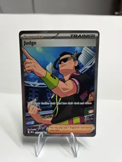 Pokemon TCG Judge 222/182 Destined Rivals Ultra Rare Full Art Card NM/Mint - Image 1