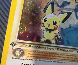 Pokemon TCG Pichu with SWIRl 12/111 1st First Edition Neo Genesis Holo DMG - Image 3