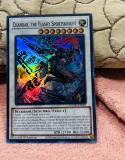 Yugioh Chanbar, the Flashy Sportsknight DOOD-EN083 1st Ed Super Rare NM In Hand - Image 1