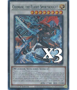 3X Chanbar, The Flashy Sportsknight DOOD-EN083 SR NM 1st Ed Yugioh - Image 1