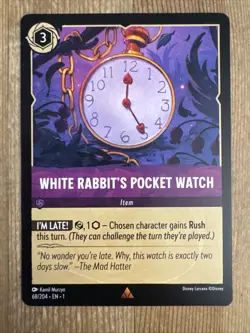 White Rabbit's Pocket Watch 68/204 Disney Lorcana The First Chapter Rare Card NM - Image 1