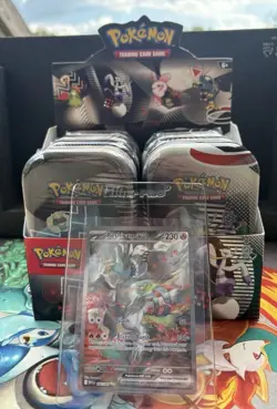 Reshiram ex 166/086 & Sealed BB/WF mini tin display. 8 tins + 1 card. Pokemon - Image 1