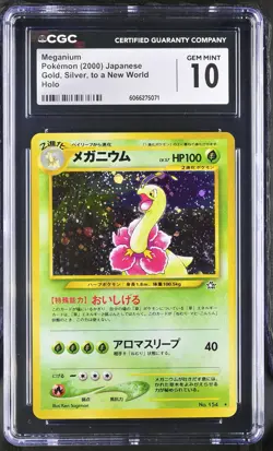CGC 10 GEM MINT Meganium Japanese Neo Genesis 154 Holo Pokemon Card - Image 1