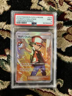 Pokemon TCG Reds Challenge 213/214 SM Unbroken Bonds Full Art Card PSA 9 Mint - Image 1
