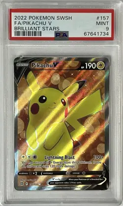 PSA 9 MINT Pikachu V 157/172 Full Art Holo Brilliant Stars Pokemon Card - Image 1