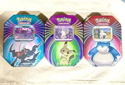 🔥 Lot of 3 Pokemon Tin Set Snorlax Mimikyu Darkrai Sealed RARE TINS. 93 CARDS🔥 - Image 1