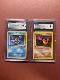 Lot of 2 - 2000 Pokemon 1st Edition Rocket Charmander CGC 9 and Squirtle CGC 9.5 - Image 1