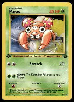 Pokemon TCG Jungle #59/64 Paras 1st Edition LP - Image 1