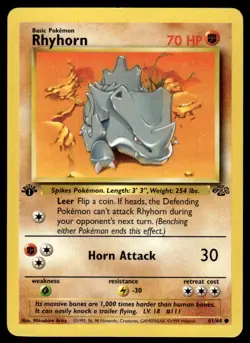 Pokemon TCG Jungle #61/64 Rhyhorn 1st Edition LP - Image 1