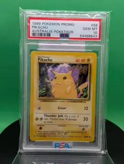 PSA 10 Pikachu 58/102 Poketour Stamp Base Set Promo 1999 English Pokemon WoTC - Image 1