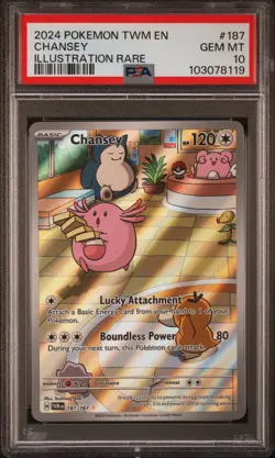 2024 POKEMON TWM EN-TWILIGHT MASQUERADE ILLUSTRATION RARE #187 CHANSEY PSA 10 - Image 1