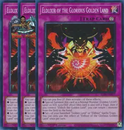 Yugioh! 3x Eldlixir of the Glorious Golden Land ALIN-EN077 Super Rare 1st Ed NM - Image 1