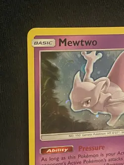 Mewtwo Holo SM77 Sun & Moon Black Star Promo LP Pokemon Card w/ Swirl - Image 2