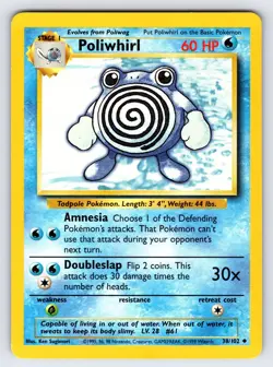 Poliwhirl 38/10 1999 Base Set Unlimited Pokemon Card WOTC Vintage Uncommon - Vlp - Image 1