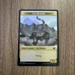 MTG Cat Dragon/ Treasure Double-sided Foil Token Double Masters 2022 NM - Image 1