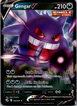 Gengar V 156/264 Fusion Strike Sword & Shield Pokemon Card Near Mint Holo Foil - Image 1