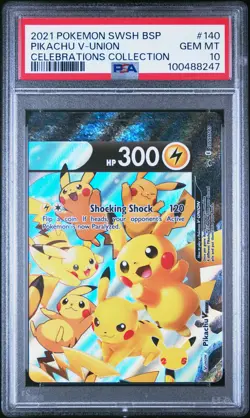 2021 POKEMON SWSH BLACK STAR PROMO CELEBRATIONS COLL #140 PIKACHU V-UNION PSA 10 - Image 1