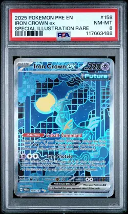 2025 POKEMON PRE EN-PRISMATIC EVOLUTIONS ILLUSTRATION RARE IRON CROWN EX PSA 8 - Image 1