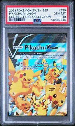 2021 POKEMON SWSH BLACK STAR PROMO CELEBRATIONS COLL #139 PIKACHU V-UNION PSA 10 - Image 1