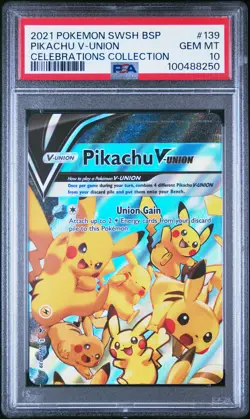 2021 POKEMON SWSH BLACK STAR PROMO CELEBRATIONS COLL #139 PIKACHU V-UNION PSA 10 - Image 1