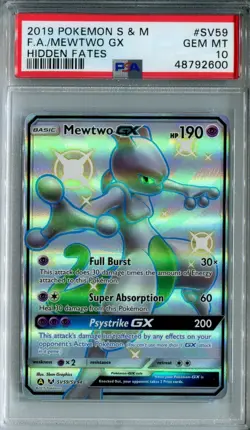 2019 Pokemon PSA 10 Hidden Fates Mewtwo SV59/SV94 Shiny Vault GEM MINT - Image 1