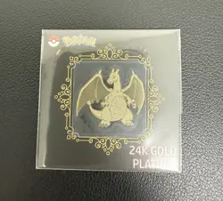 Charizard 24k Gold Plated Sticker Korean Striking Candy Pokemon Rare Card - Image 1