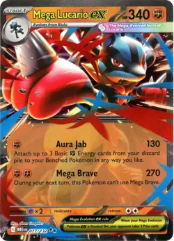 Mega Lucario ex (Double Rare) 077/132 - Mega Evolution Pokemon - NM/M Ships Now - Image 1